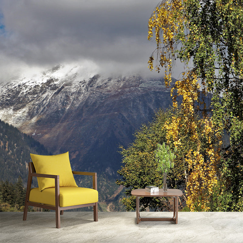 Contemporary Mountain Mural Environment Friendly Wallpaper for Home Decor