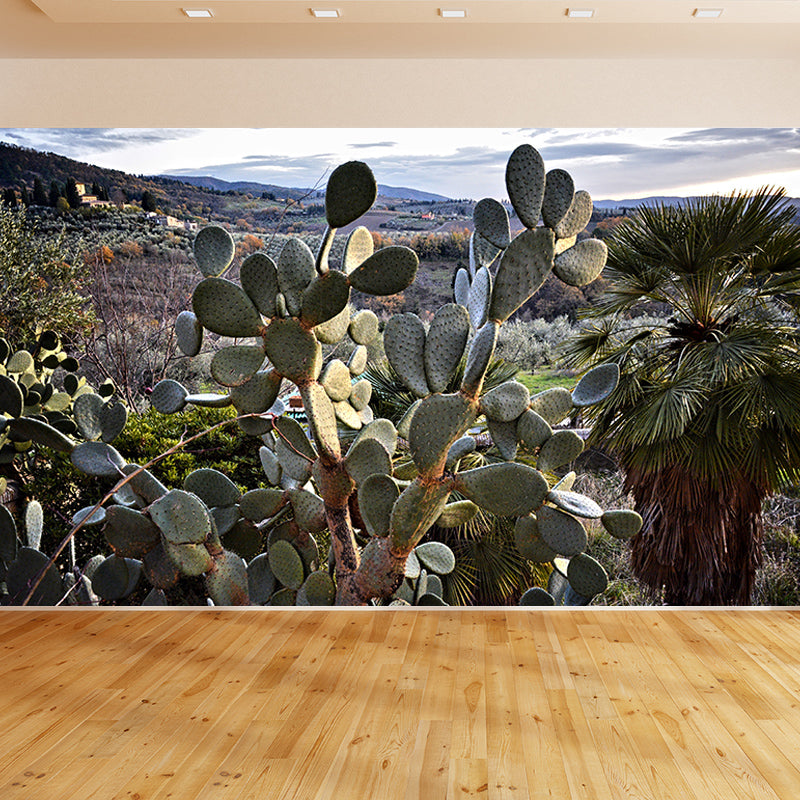 Tropical Cactus Mural Personalized Size Wall Covering for Sleeping Room