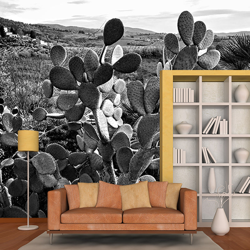 Tropical Cactus Mural Personalized Size Wall Covering for Sleeping Room