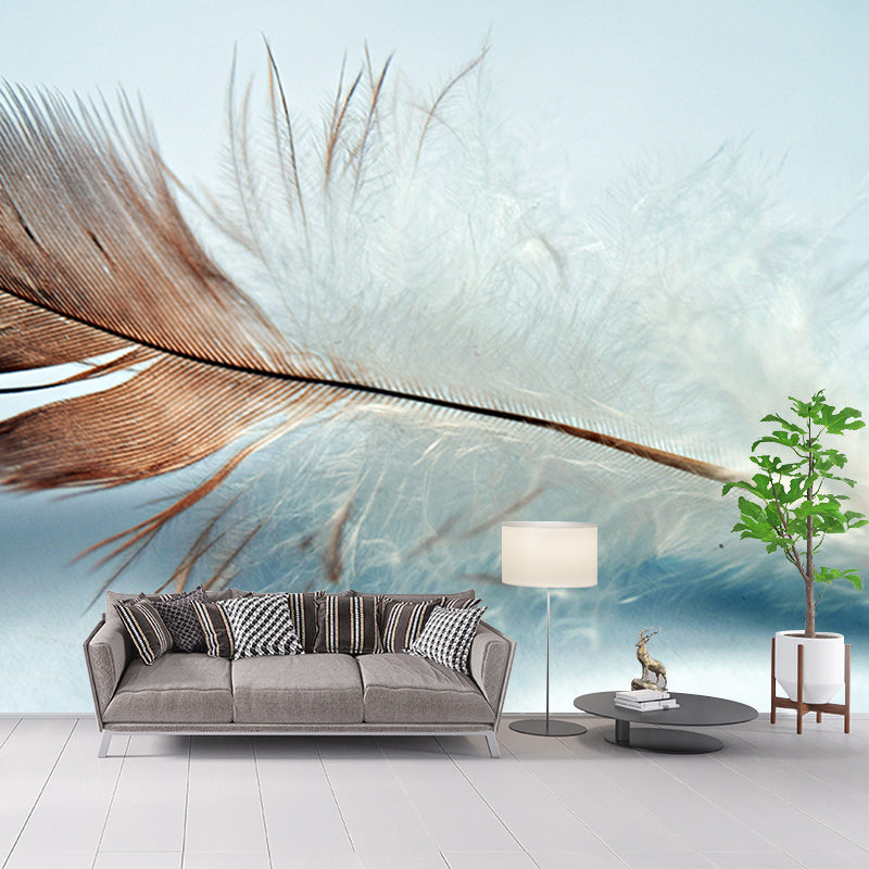 Feather Mural Wallpaper Moisture Resistant Wall Art for Girl's Bedroom