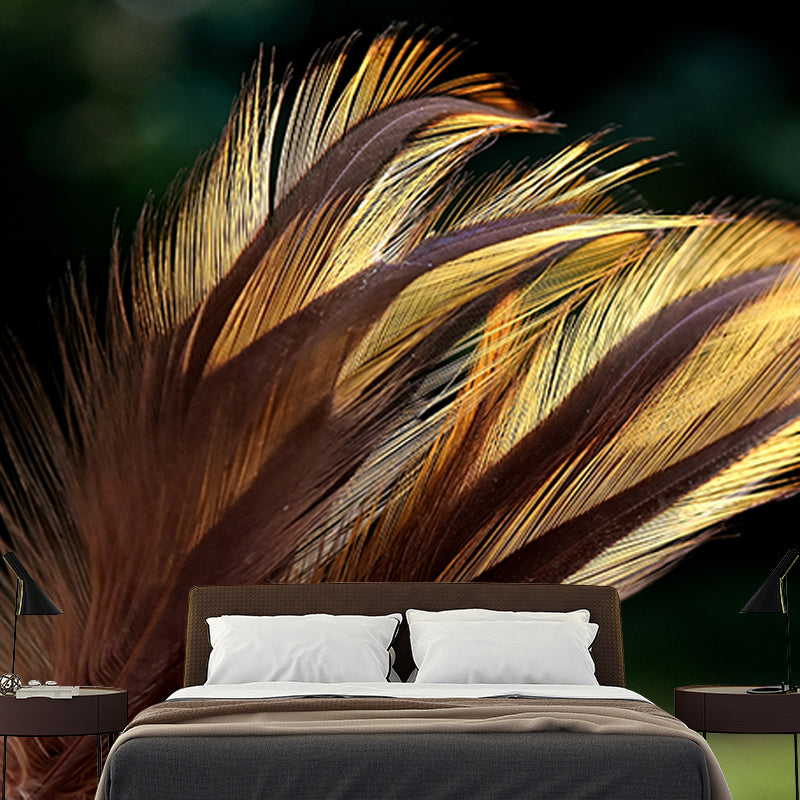 Feather Mural Wallpaper Moisture Resistant Wall Art for Girl's Bedroom