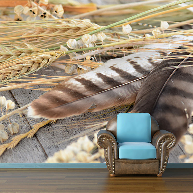 Feather Mural Wallpaper for Living Room Decor, Water Resistant, Made to Measure