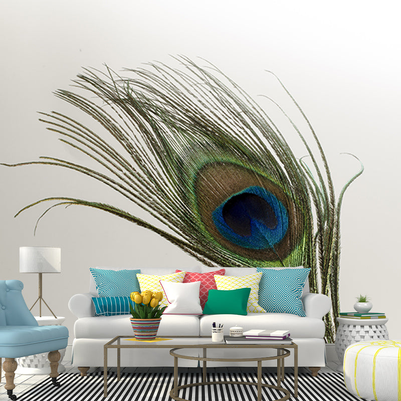 Light Feather Mural Wallpaper Minimalist Wall Covering for Sitting Room Decoration