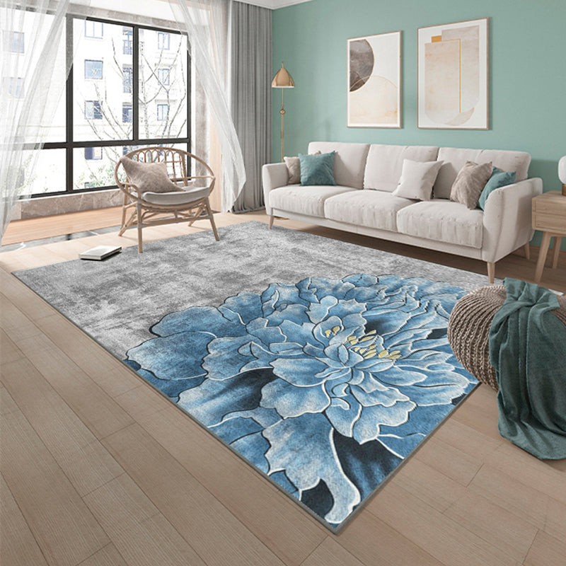 Modern Floral Design Carpet Polyester Indoor Carpet Stain Resistant Rug for Home Decoration