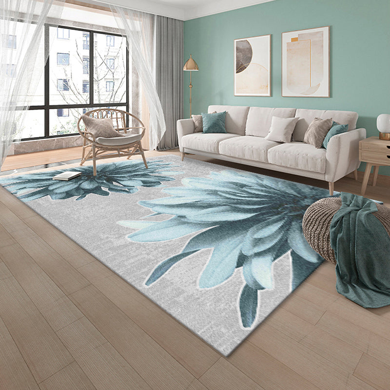 Modern Floral Design Carpet Polyester Indoor Carpet Stain Resistant Rug for Home Decoration