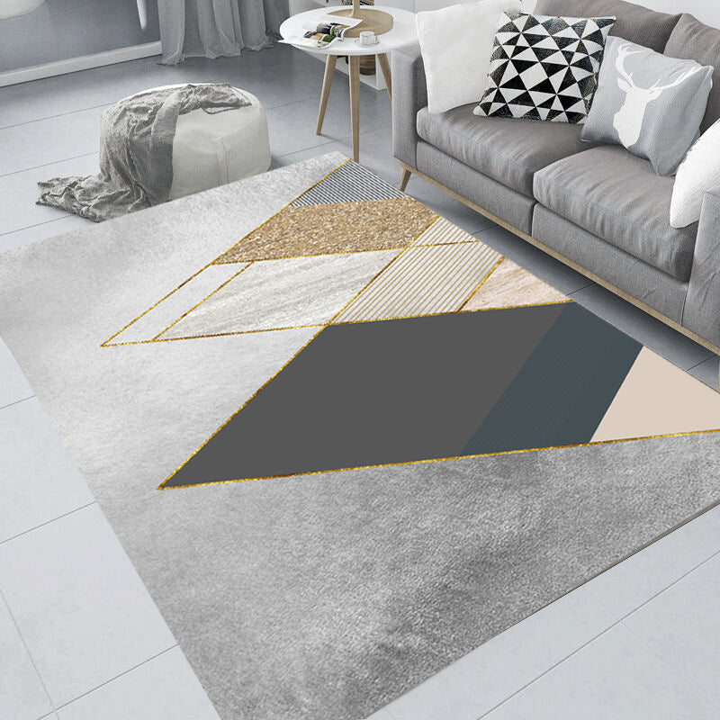 Orange Powder Modern Carpet PVC Striped Carpet Washable Carpet for Living Room