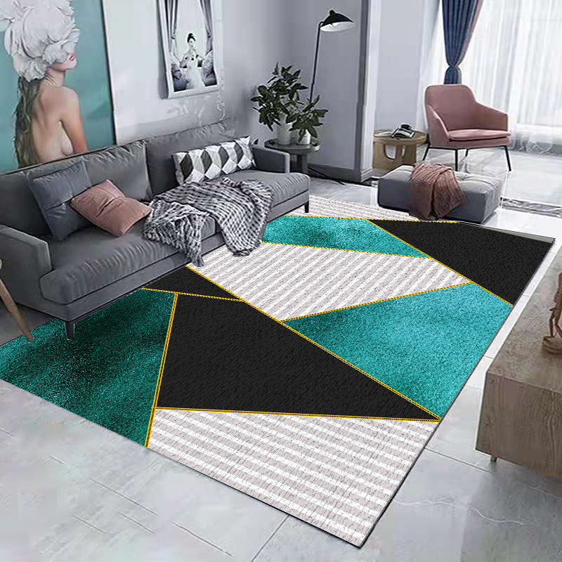 Orange Powder Modern Carpet PVC Striped Carpet Washable Carpet for Living Room