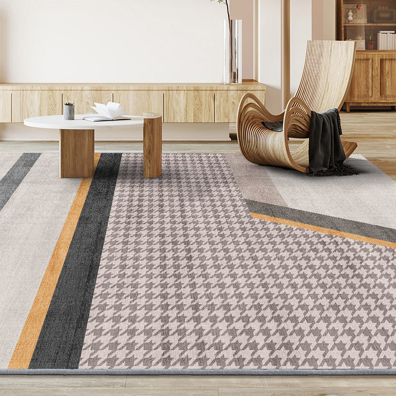 Simplicity Houndstooth Pattern Rug Polyester Carpet Stain Resistant Indoor Rug for Home Decoration
