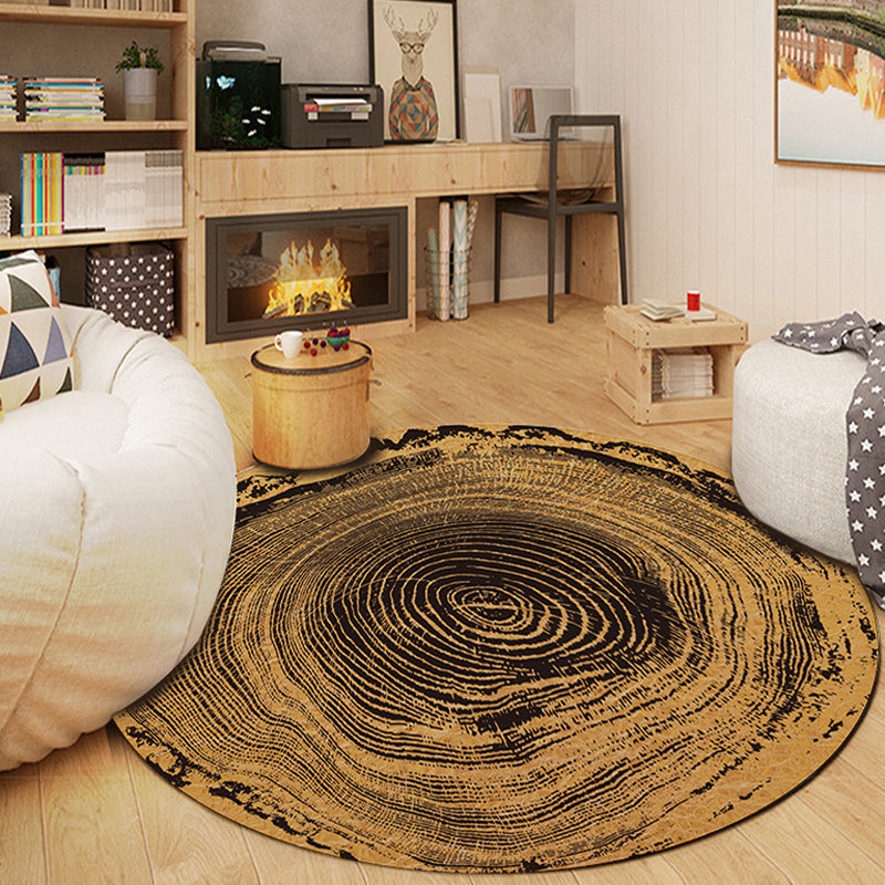 Round Deck Pattern Carpet Polyester Modern Indoor Rug Stain Resistant Area Carpet for Living Room