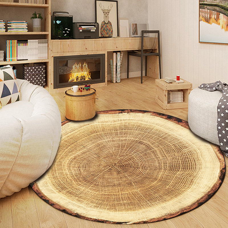 Round Deck Pattern Carpet Polyester Modern Indoor Rug Stain Resistant Area Carpet for Living Room