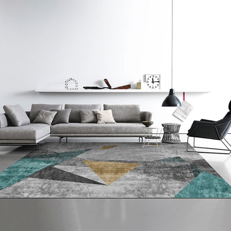 Ash Black Modern Rug Polyester Grafisch Tapijten Niet-slip achterste tapijt voor woonkamer