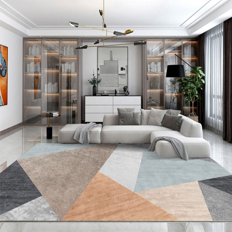 Modern Carpet Gorgeous Contrast Panel Indoor Rug Polyester Stain Resistant Area Rug for Living Room