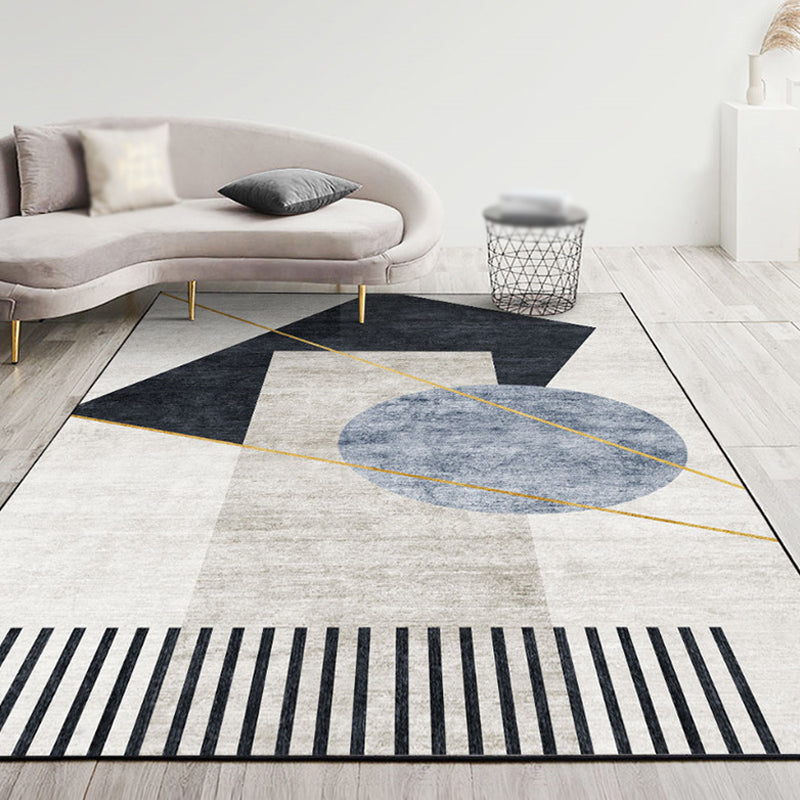 Modern Carpet Gorgeous Contrast Panel Indoor Rug Polyester Stain Resistant Area Rug for Living Room