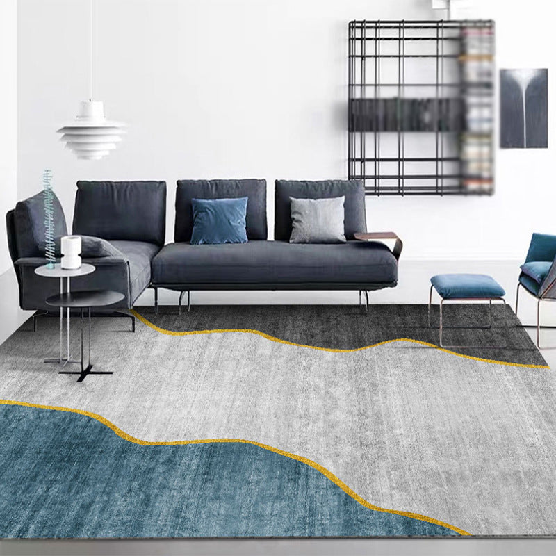 Modern Carpet Gorgeous Contrast Panel Indoor Rug Polyester Stain Resistant Area Rug for Living Room