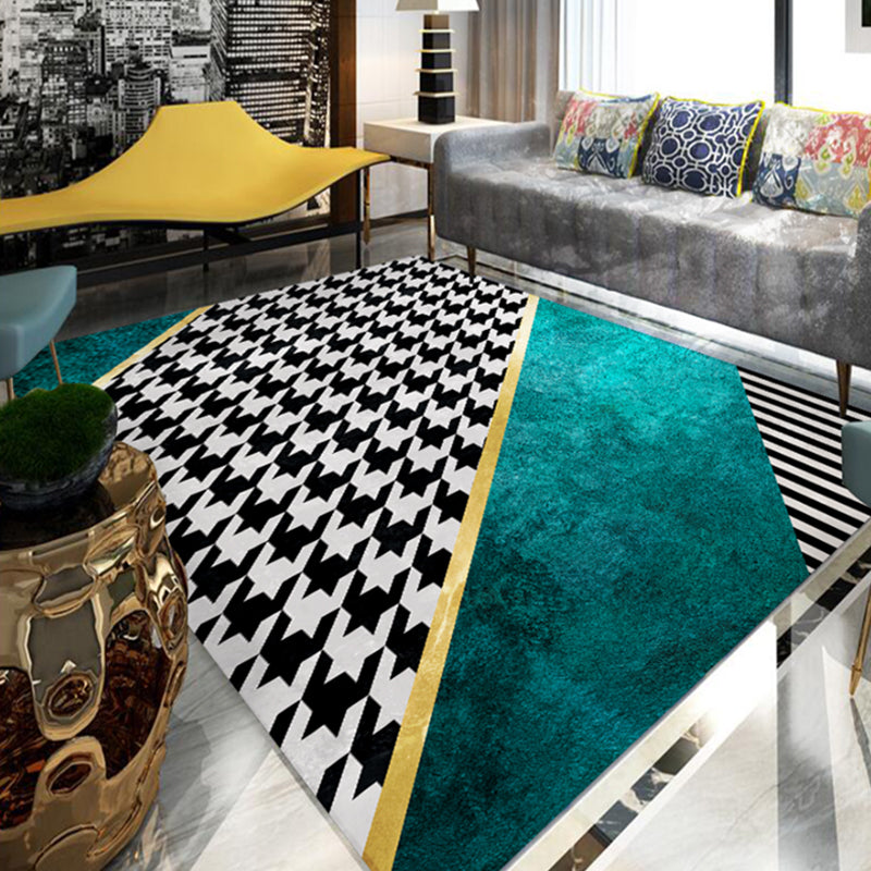 Eigentijdse Houndstooth print tapijt polyester polyester binnen tapijt niet-slip achterste tapijt voor woonkamer