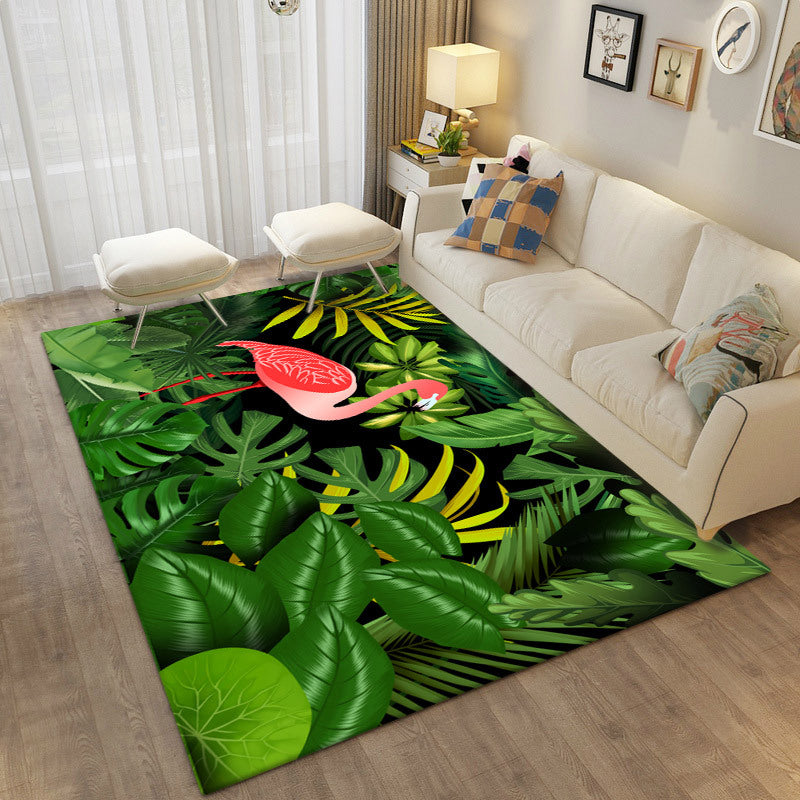 Green Animal Pattern Area Rug Modern Polyester Area Carpet Stain Resistant Rug for Home Decor