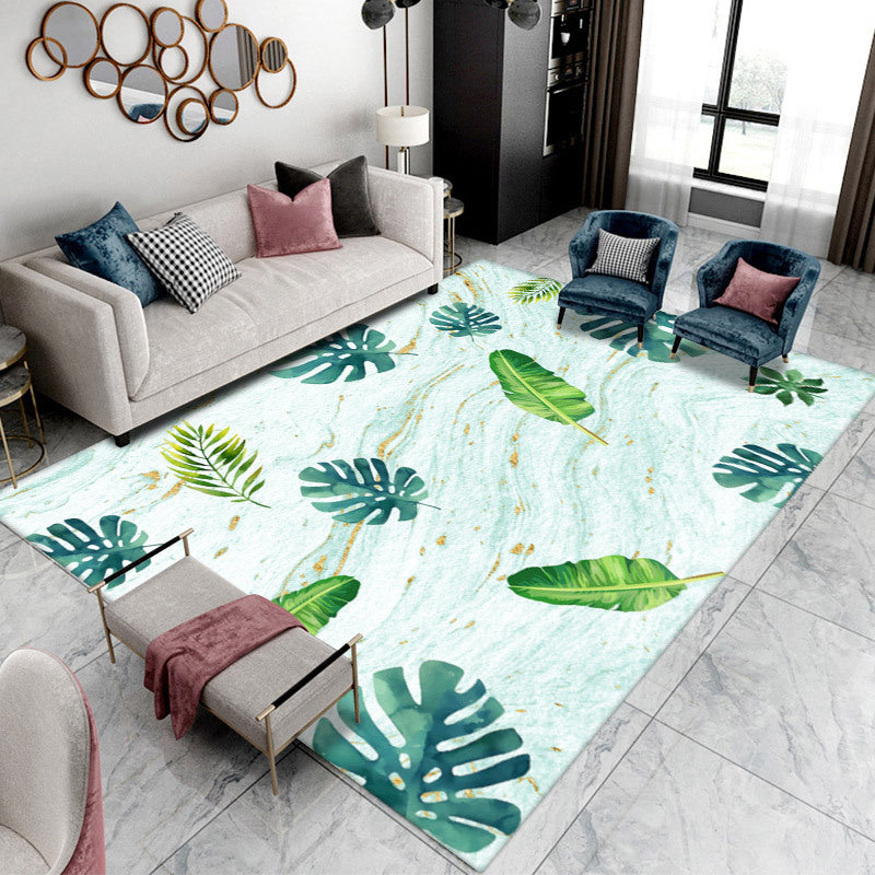Green Animal Pattern Area Rug Modern Polyester Area Carpet Stain Resistant Rug for Home Decor