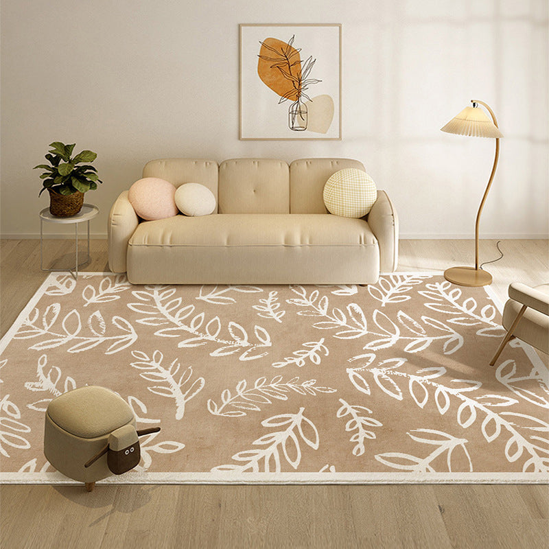 Fancy Plant Pattern Rug Pink Modern Area Rug Polyester Anti-Slip Area Rug for Home Decor