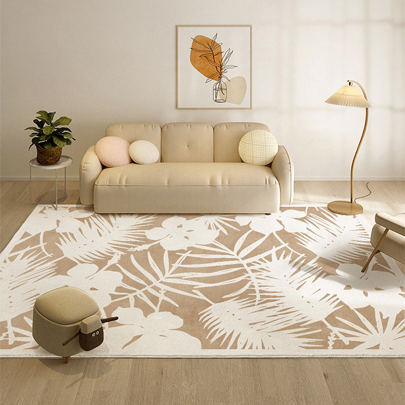 Fancy Plant Pattern Rug Pink Modern Area Rug Polyester Anti-Slip Area Rug for Home Decor