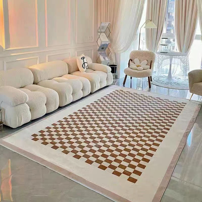 Brown Modern Carpet Blending Grating Carpet Non-Slip Backing Carpet for Home Decor