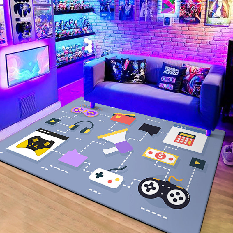 Creative Area Rug Modern Game Theme Carpet Polyester Area Rug with Non-Slip Backing