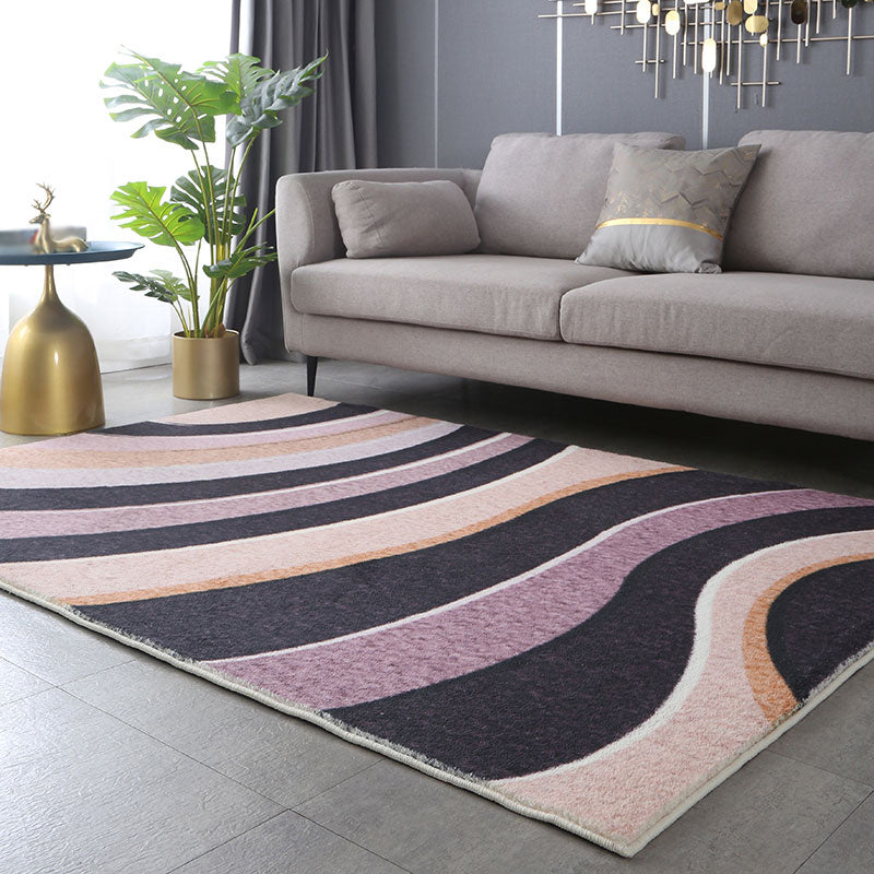 Purple Modern Carpet Blending Abstract Graphic Carpet Stain Resistant Carpet for Living Room