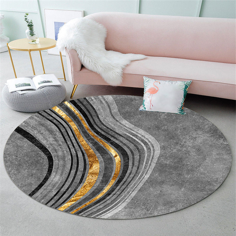 Round Polyester Carpet Trendy Houndstooth Pattern Rug Stain Resistant Area Rug for Living Room