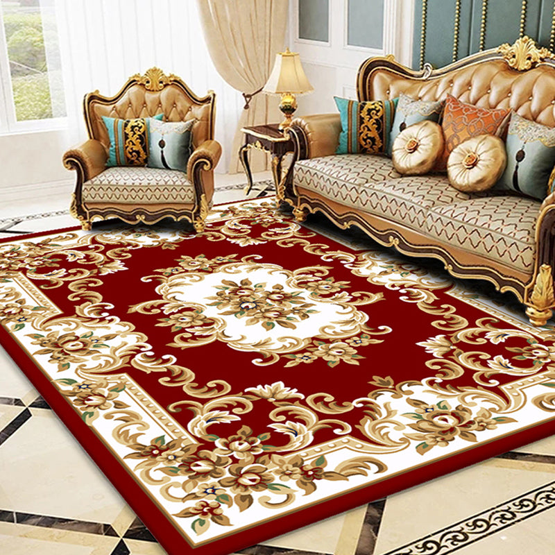 Tapis de motif de fleurs traditionnel Polyester tapis d'intérieur non glissant la zone de support pour le salon
