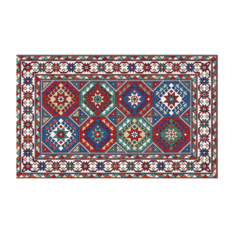 Morocco Living Room Carpet Geometric Pattern Polyester Area Rug Stain Resistant Rug