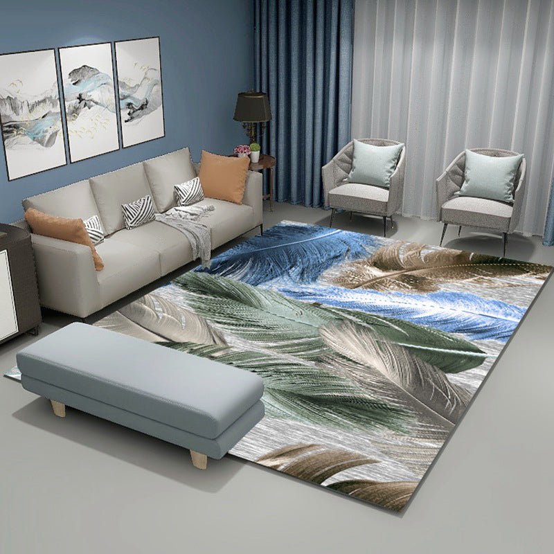 Moderne veren bedrukt tapijt polyester gebied tapijt huisdiervriendelijke binnenvleinik voor woningdecoratie