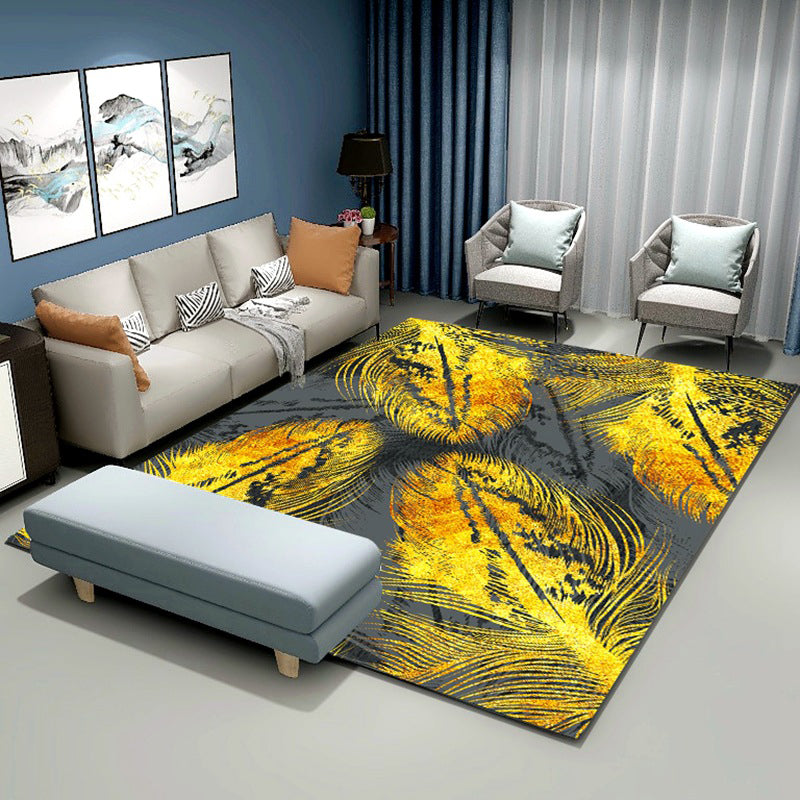 Moderne veren bedrukt tapijt polyester gebied tapijt huisdiervriendelijke binnenvleinik voor woningdecoratie