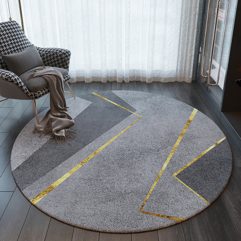 Gray Tone Round Carpet Gorgeous Indoor Rug Polyester Stain Resistant Area Rug for Living Room