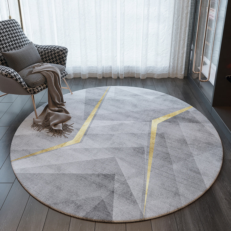 Gray Tone Round Carpet Gorgeous Indoor Rug Polyester Stain Resistant Area Rug for Living Room