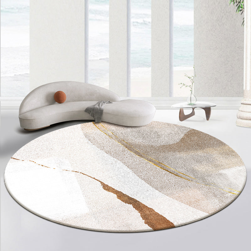 Gray Tone Round Carpet Gorgeous Indoor Rug Polyester Stain Resistant Area Rug for Living Room