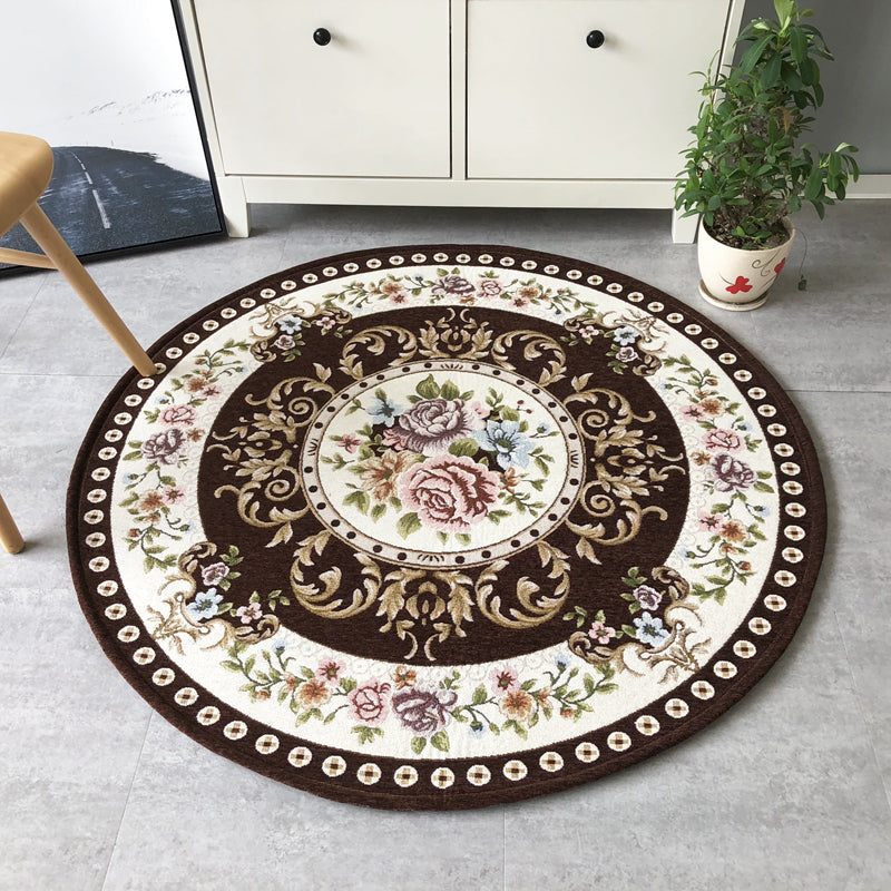 Fancy Modern Carpet Flower Pattern Polyester Area Rug Stain Resistant Rug for Home Decor