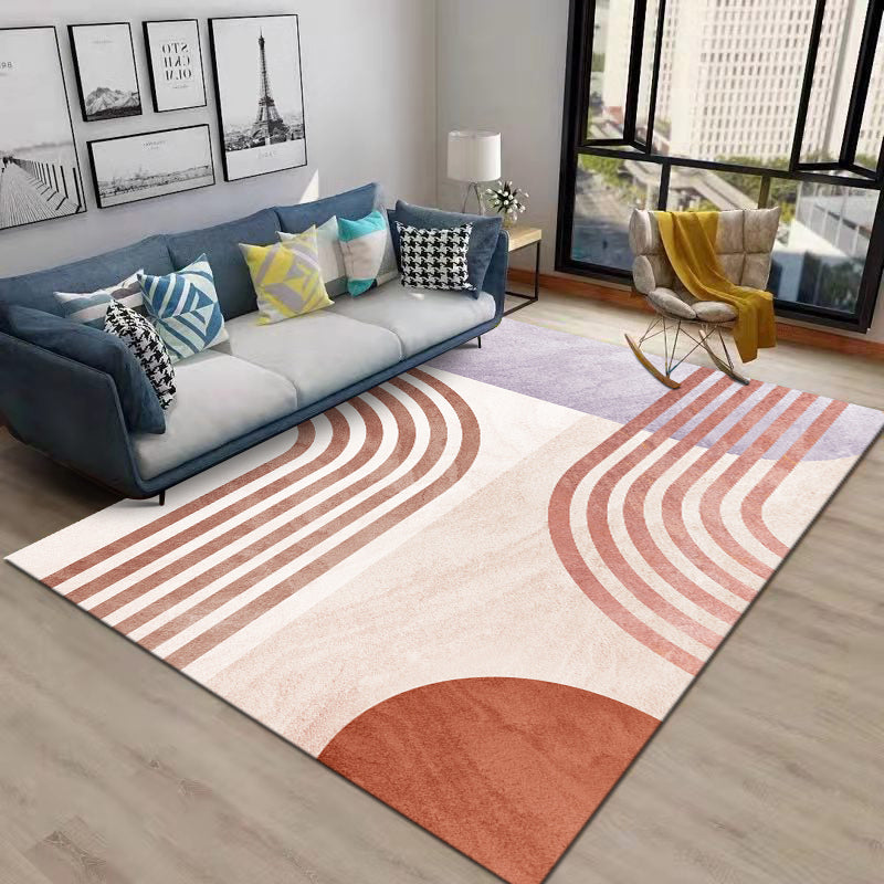 Light Green Modern Carpet Blending Striped Carpet Stain Resistant Carpet for Home Decor