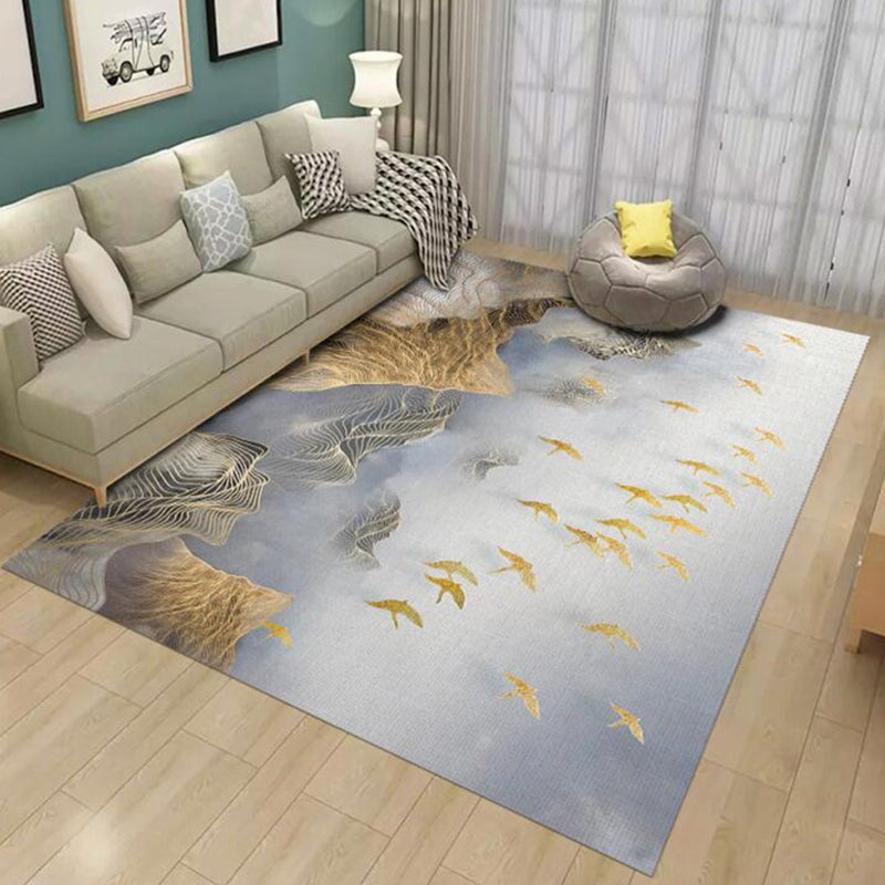 Modern Flowing Swirls Print Rug Polyester Indoor Carpet Stain Resistant Carpet for Home Decoration