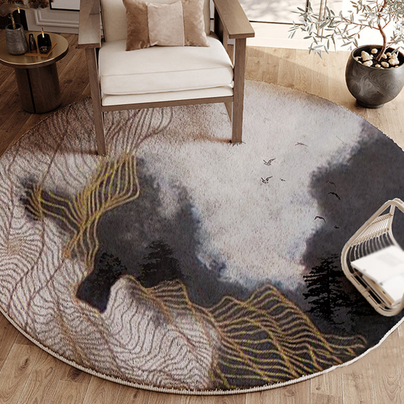 Modern Living Room Area Carpet Abstract Pattern Polyester Area Rug Non-Slip Backing Rug