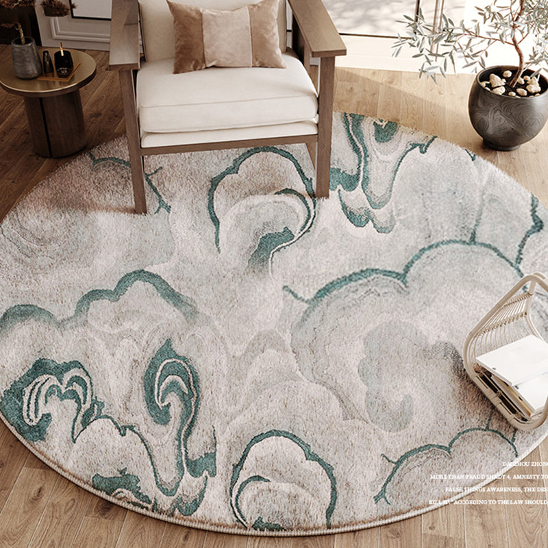 Modern Living Room Area Carpet Abstract Pattern Polyester Area Rug Non-Slip Backing Rug