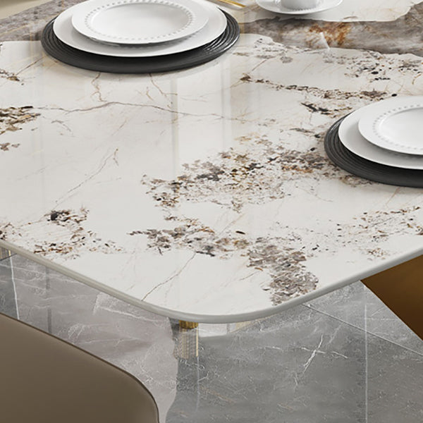 Luxus gesinterte Steintisch Rechtecktisch mit goldenem Metallpodest