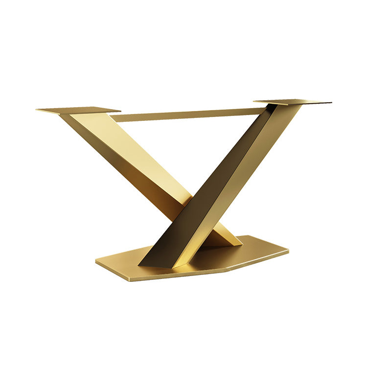 Luxus gesinterte Steintisch Rechtecktisch mit goldenem Metallpodest