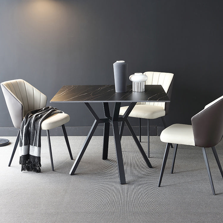 Vierkante industriële eettafel Zwarte vaste tafel met gesinterde steen