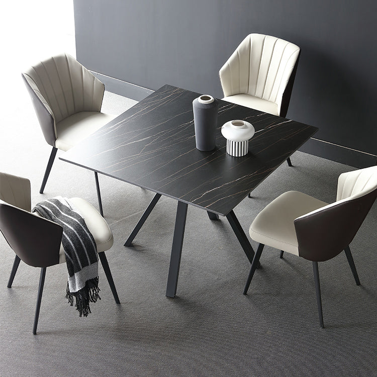 Vierkante industriële eettafel Zwarte vaste tafel met gesinterde steen