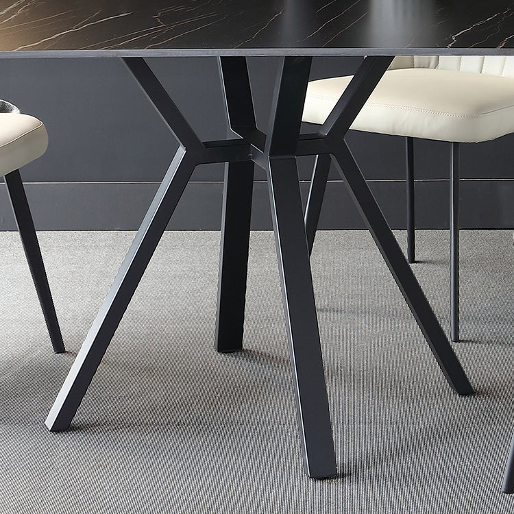 Vierkante industriële eettafel Zwarte vaste tafel met gesinterde steen