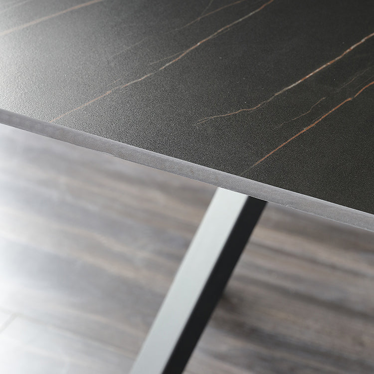 Vierkante industriële eettafel Zwarte vaste tafel met gesinterde steen