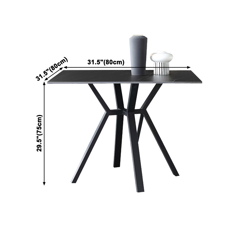 Vierkante industriële eettafel Zwarte vaste tafel met gesinterde steen