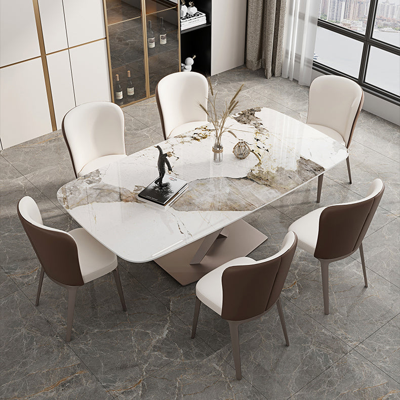 Metal Mesa de comedor de piedra sinterizada de metal tradicional de lujo para cocina y comedor