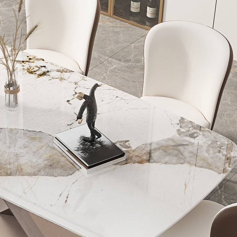 Metal Mesa de comedor de piedra sinterizada de metal tradicional de lujo para cocina y comedor