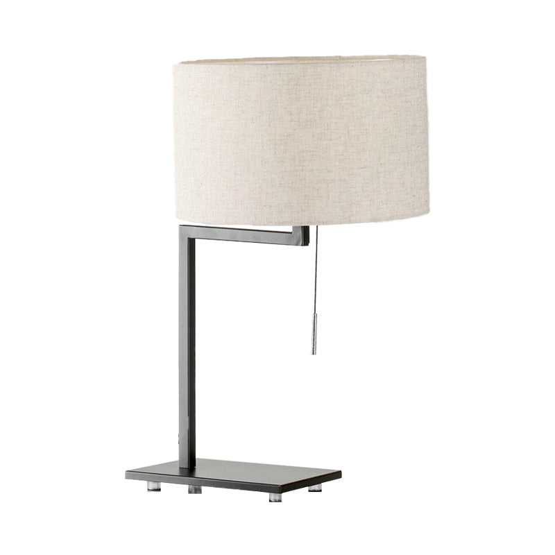 Modernism Cylinder Task Lamp Fabric 1 Bulb Reading Book Light in White with Pull Chain