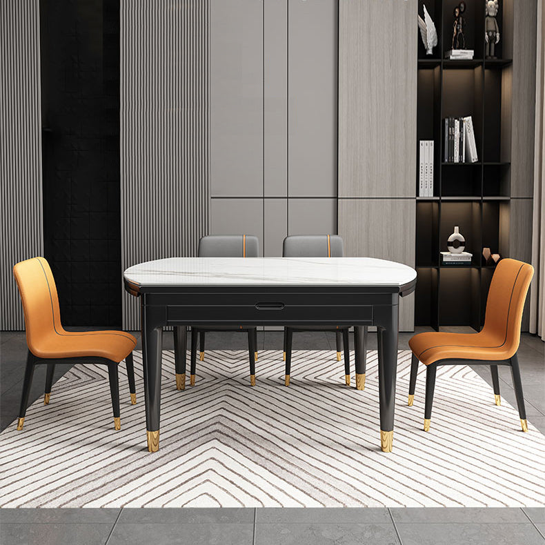 Sintered Stone Extendable Round Table for Restaurant Modern Dining Table with 4 Legs